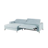 ECKSOFA LAISKA Hellblau Cord Relaxfunktion - Schwarz/Hellblau, Textil/Metall (282/177cm) - KAWOLA