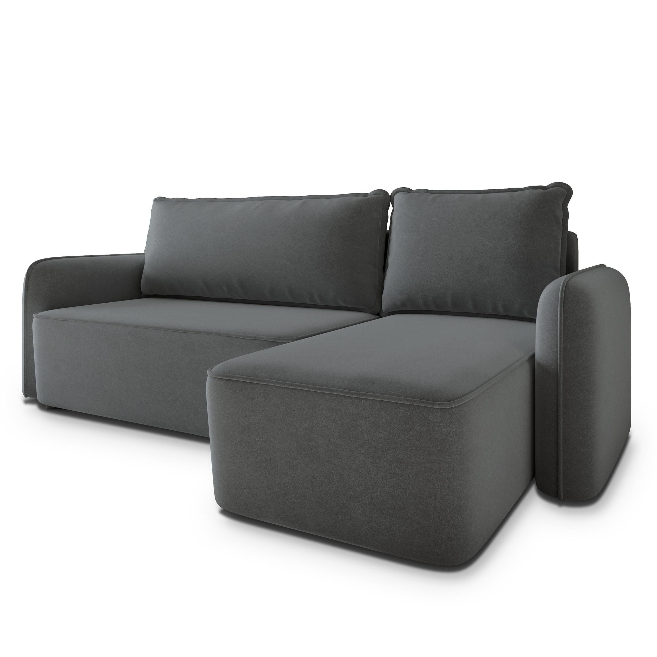 ECKSOFA DOLVER CL Grau Samtstoff mit Schlaffunktion - Grau, Holzwerkstoff/Textil (238/156cm) - MASSENO