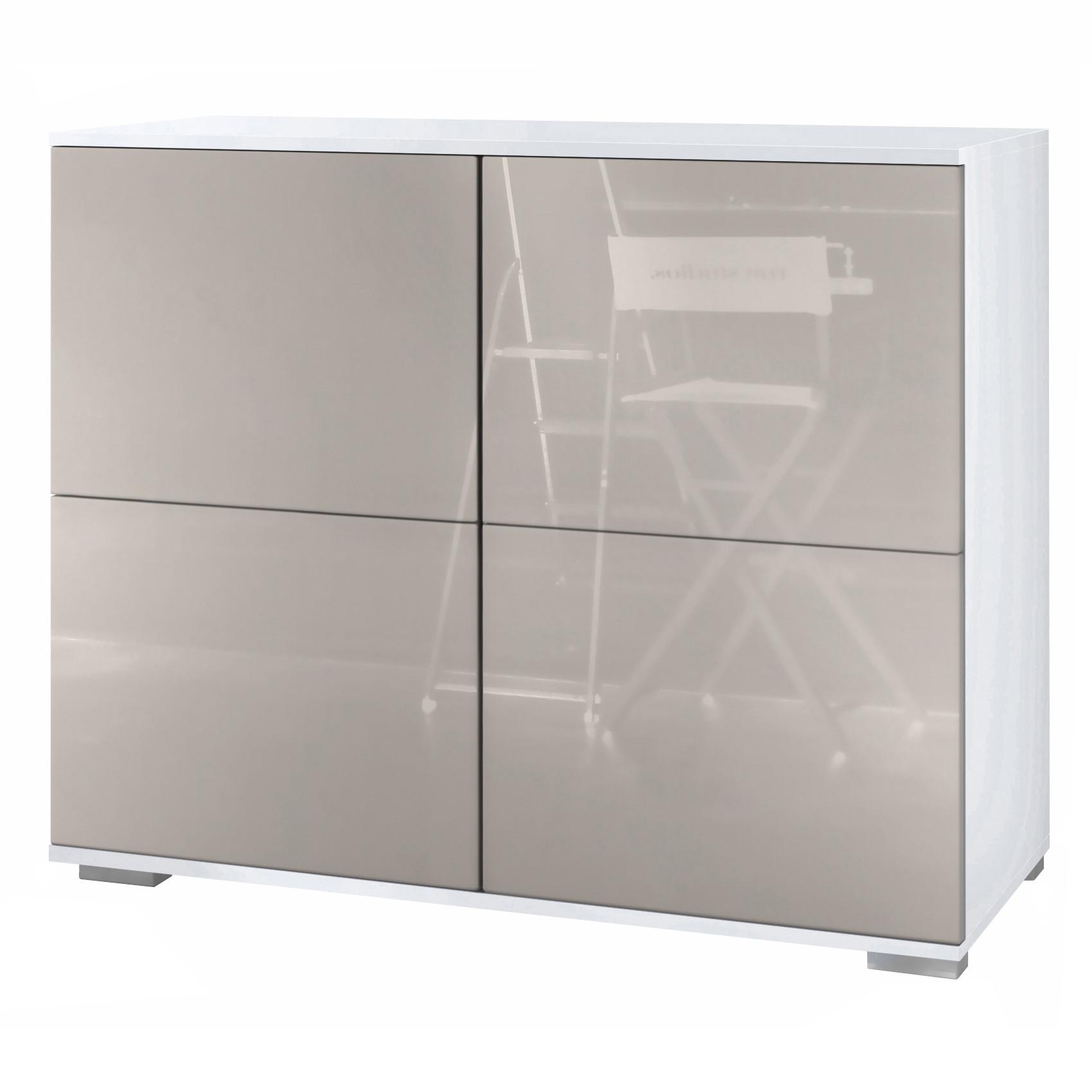 KOMMODE Rova Sandgrau Hochglanz - Sandfarben, Holzwerkstoff (92.5/75.5/35cm) - Vladon