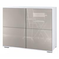 KOMMODE Rova Sandgrau Hochglanz - Sandfarben, Holzwerkstoff (92.5/75.5/35cm) - Vladon