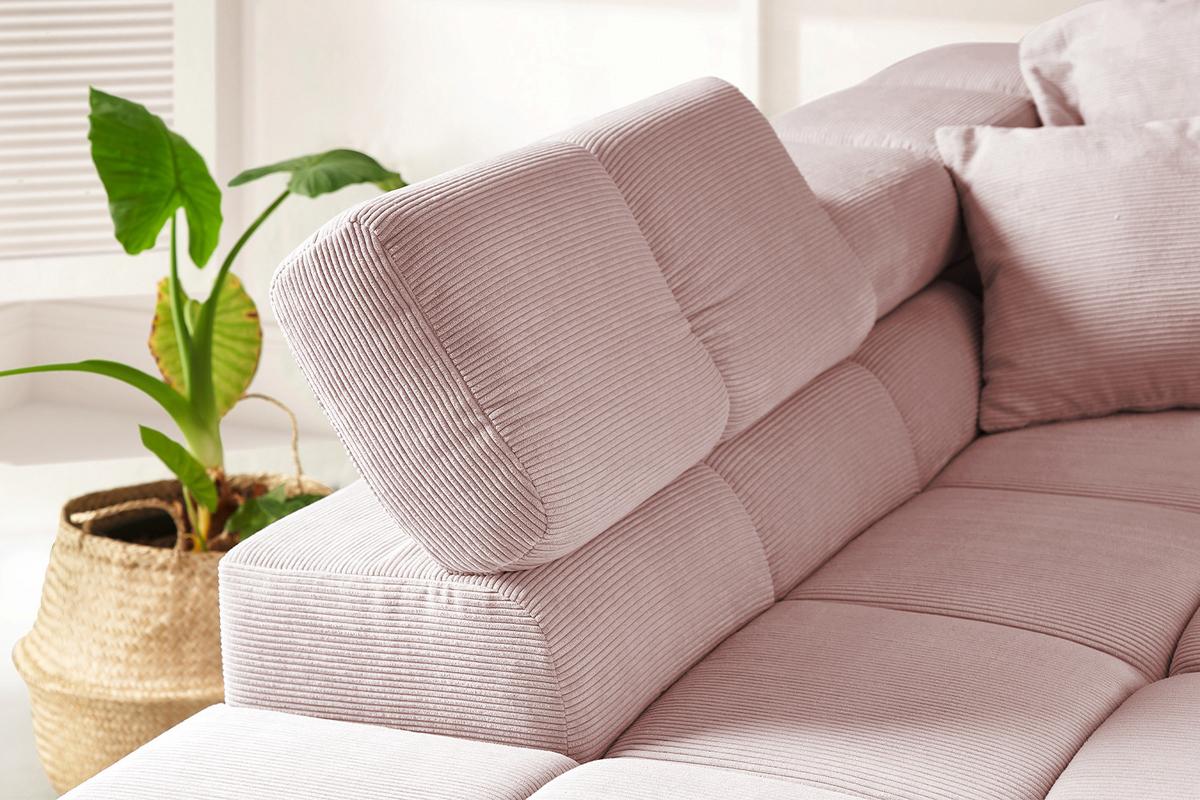 ECKSOFA NEVADA Pink Cord - Schwarz/Rosa, Kunststoff/Textil (319/215cm) - KAWOLA