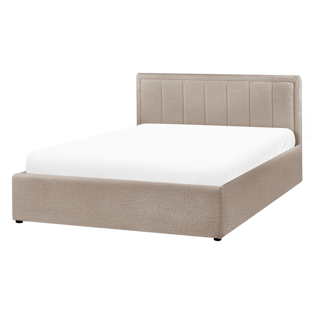 BETT mit Stauraum 140/200 cm Bouclé Taupe Montlaur - Taupe, Textil (140/200cm) - Beliani