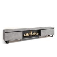 LOWBOARD, Tv-Schrank, mit Elektrokamin XXL, Zementgrau, 288/35/57cm - Grau, Holzwerkstoff (288/57/35cm) - Skraut Home