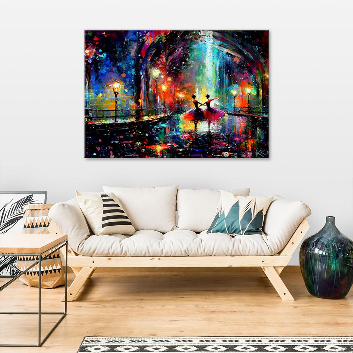 LEINWANDBILD Ballerinas Musik Tanz 120x80cm - Multicolor, Textil (120/80cm) - Feeby