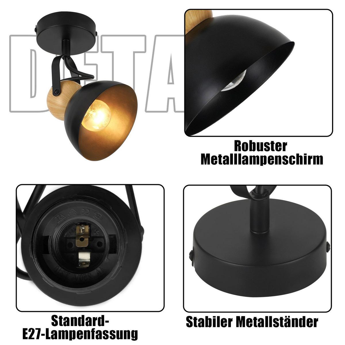 DECKENSTRAHLER Forrester 1-flammig 18/12/15 cm - Schwarz, Metall (18/12/15cm) - Nettlife
