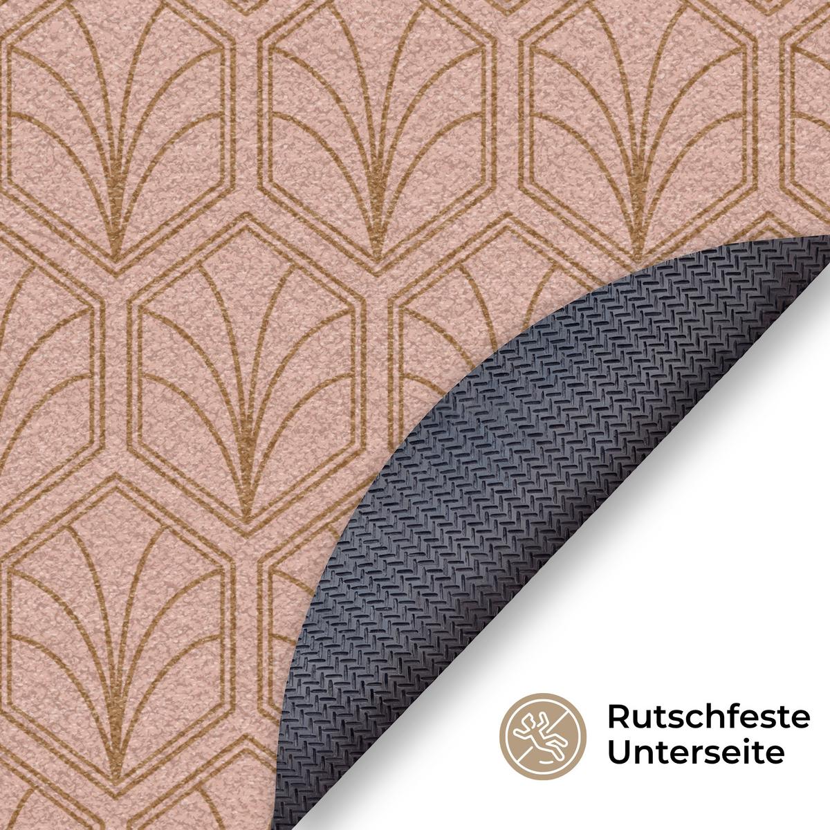 FUSSMATTE Lachsrosa - Muster - Geometrisch Schmutzfangmatte 120x120 cm - Altrosa, Kunststoff (120/0.4cm) - MuchoWow