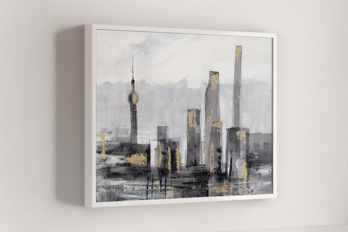 ACRYLBILD HANDGEMALT 100/70 cm - Schwarz/Grau, Holz/Textil (100/70cm) - KUNSTLOFT