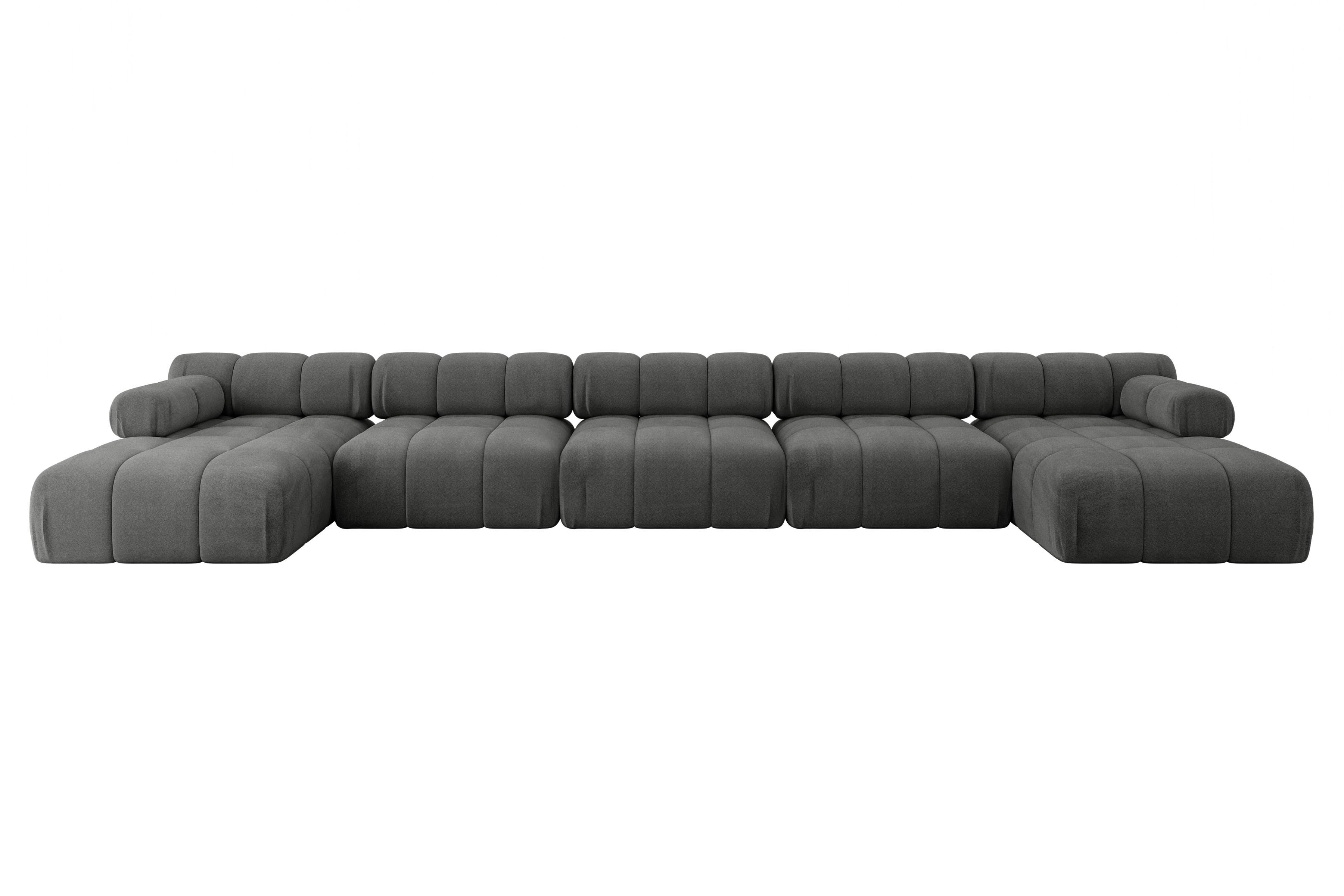 WOHNLANDSCHAFT modulares Sofa Tesso-U3 - 475x160x70 cm Dunkelgrau Velours - Dunkelgrau, Holzwerkstoff/Textil (475/70/160cm) - ALTDECOR