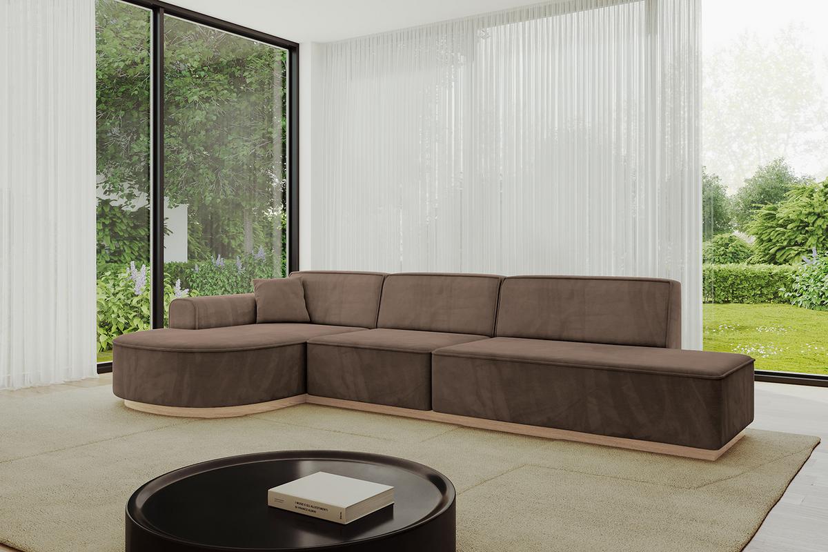 ECKSOFA Ottomane Links ARRIO-L2 - 328x171x83 cm Braun - Braun, Holzwerkstoff/Textil (328/171cm) - ALTDECOR