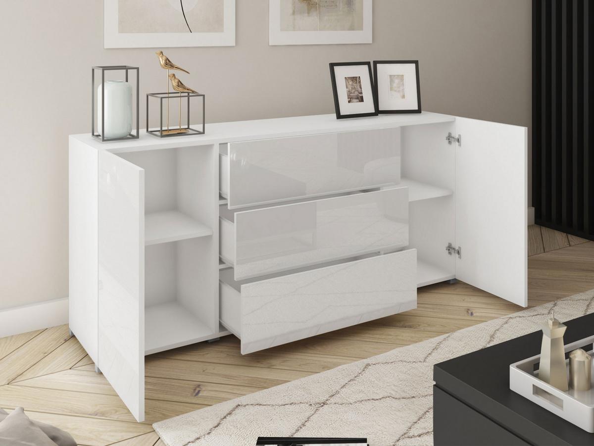SIDEBOARD Berlin 150 - Eiche Wotan/Schwarz, Holzwerkstoff/Kunststoff (150/68/39cm) - MIRJAN24