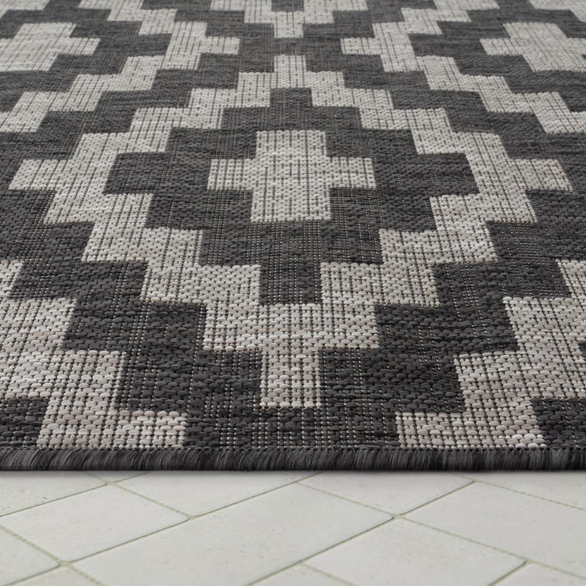 FLACHWEBTEPPICH, mit Rautenmuster, aus Polypropylen, Grau, 160 x 220 cm - Grau, Textil (220/160cm) - KADIMA DESIGN