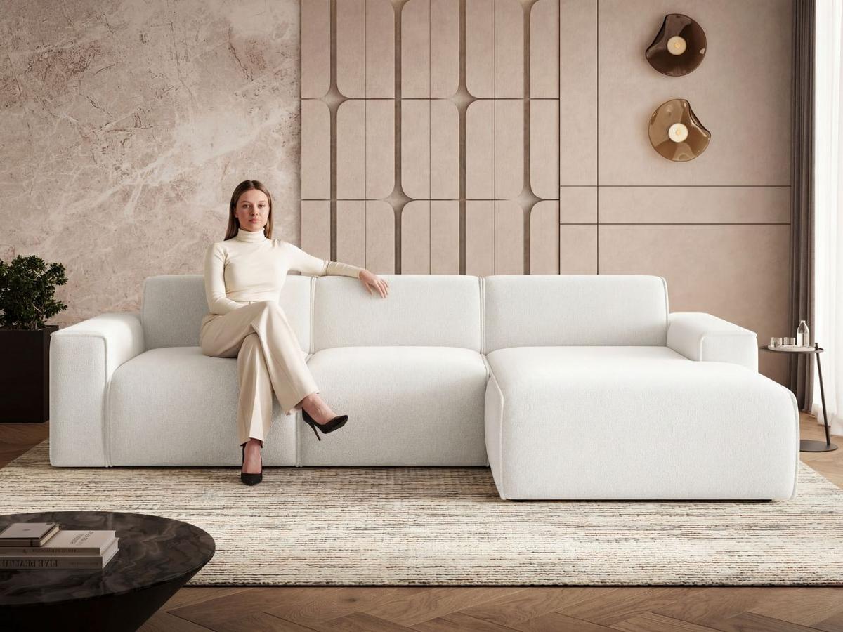 ECKSOFA Lavia Weiß Links - Schwarz/Weiß, Holz/Kunststoff (310/165cm) - Graingold