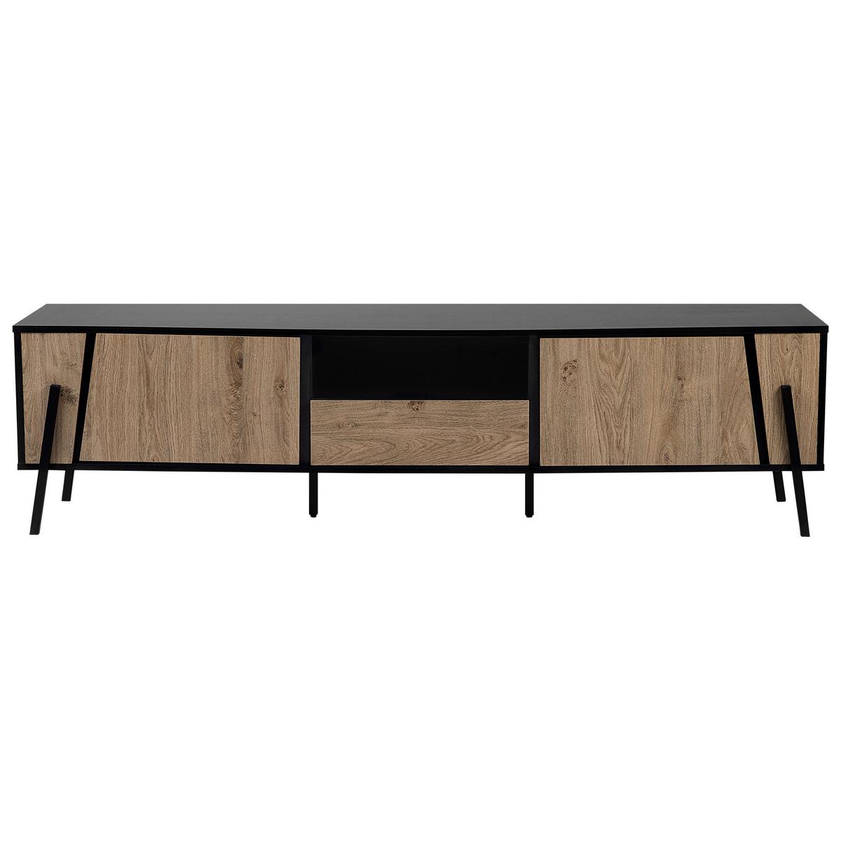 TV-MÖBEL Hellbraun, Schwarz BLACKPOOL 40/177/46 cm - Hellbraun, Holzwerkstoff (177/46/40cm) - Beliani