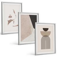 BILDER SET 3er Set - 40x60 cm Silberner Rahmen - Abstrakte Gesichtsformen - Silberfarben, Kunststoff (40/60cm) - TULUP