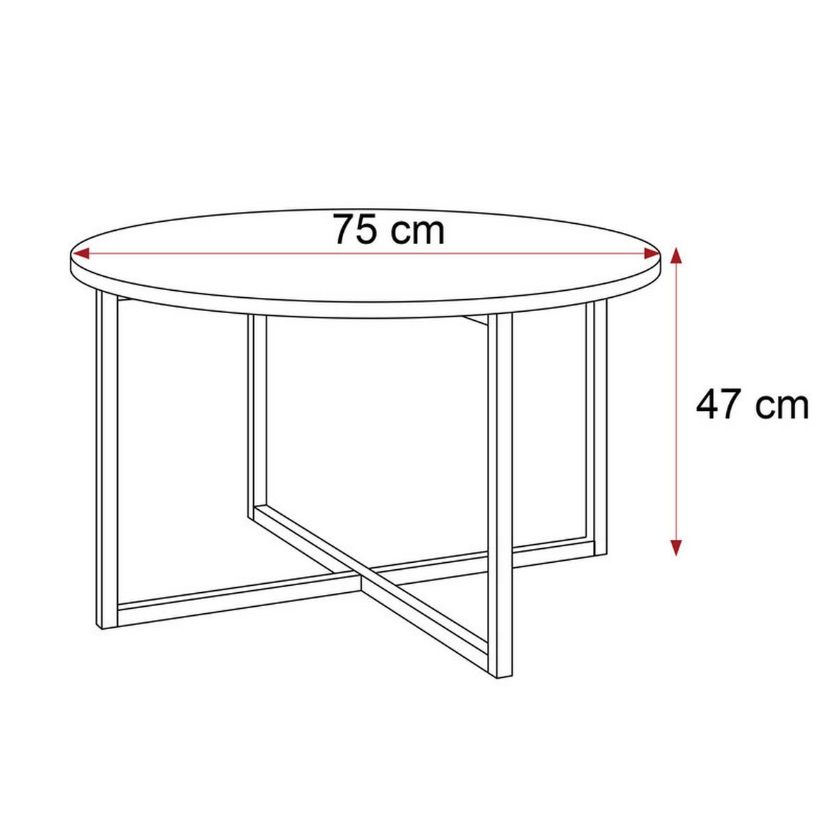 COUCHTISCH BESARO 75/47 cm runden, Schwarz - Schwarz, Metall (75/75/47cm) - Idohome