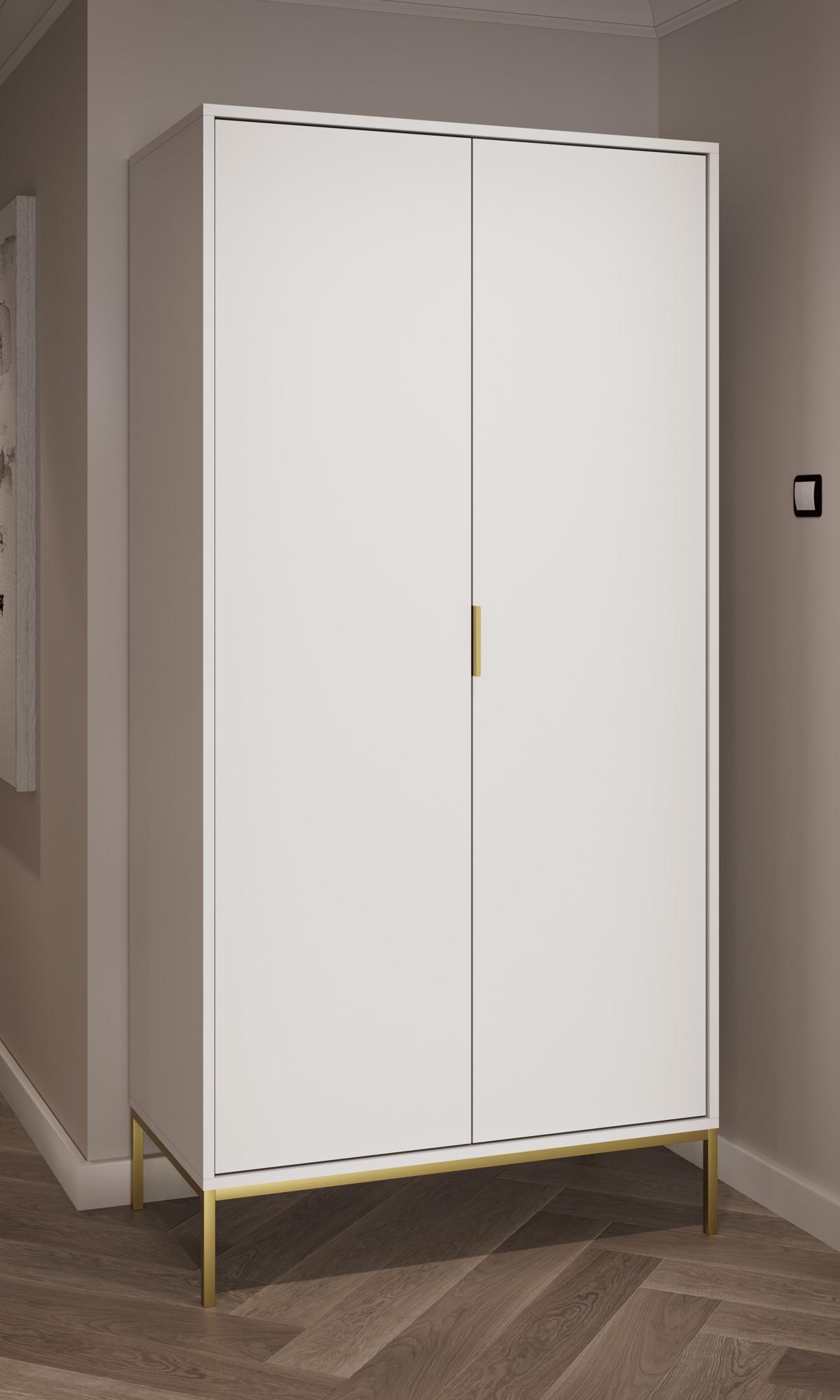 DREHTÜRENSCHRANK Austin - Goldfarben/Weiß, Holzwerkstoff (55/205/100cm) - RAUMHIRSCH FURNITURE