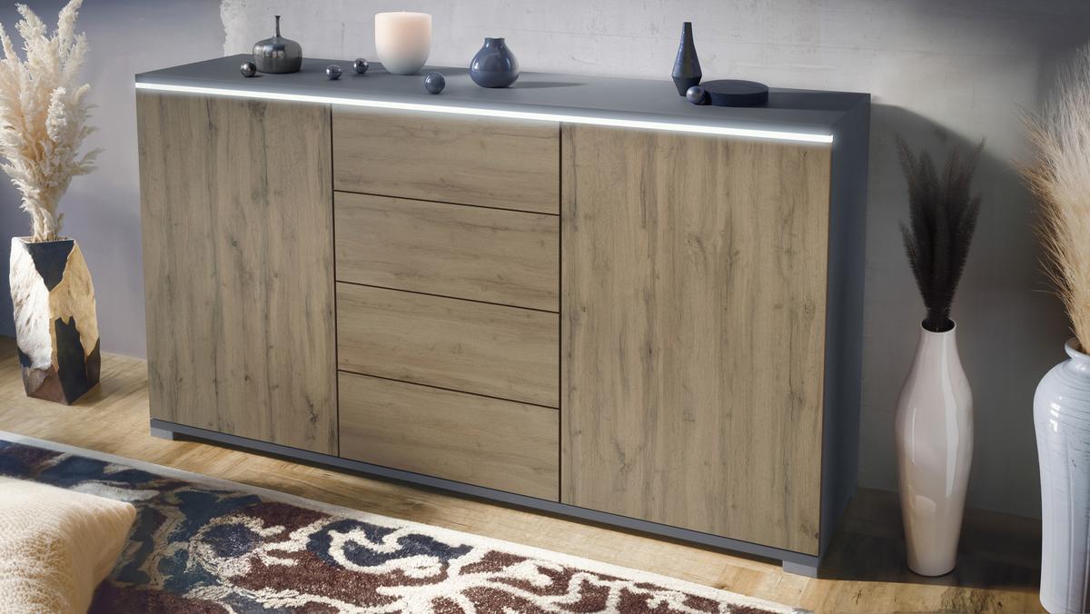 SIDEBOARD Faro Eiche Evoke - Eiche San Remo, Holzwerkstoff (138.5/75.5/35cm) - Vladon