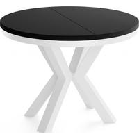 ESSTISCH Clara Weiß runder ausziehbarer, Schwarz 120-200/120/76 cm - Schwarz/Weiß, Holzwerkstoff/Metall (120/196/76cm) - WFL GROUP