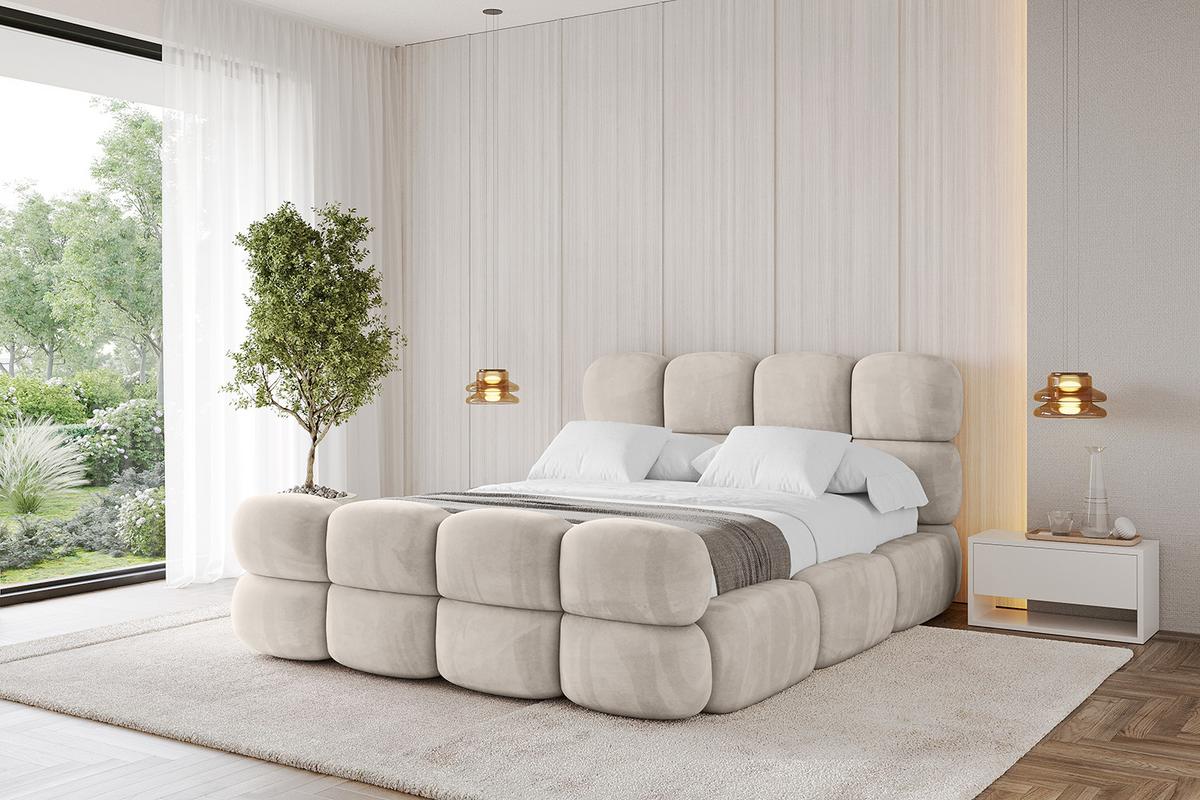 POLSTERBETT mit Bettkasten, Fußteil und Lattenrost, Bett mit Matratze H3/H4 - NOMA-Z 180x200 Beige - Beige, Holzwerkstoff/Textil (180/200cm) - ALTDECOR
