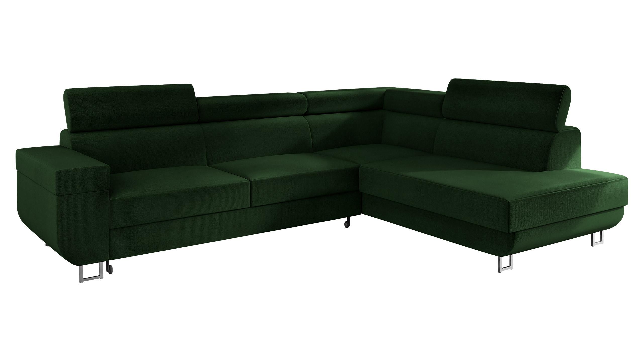ECKSOFA Fonti, Seite: Rechts - Dunkelgrün, Holz/Textil (253/188cm) - MIRJAN24