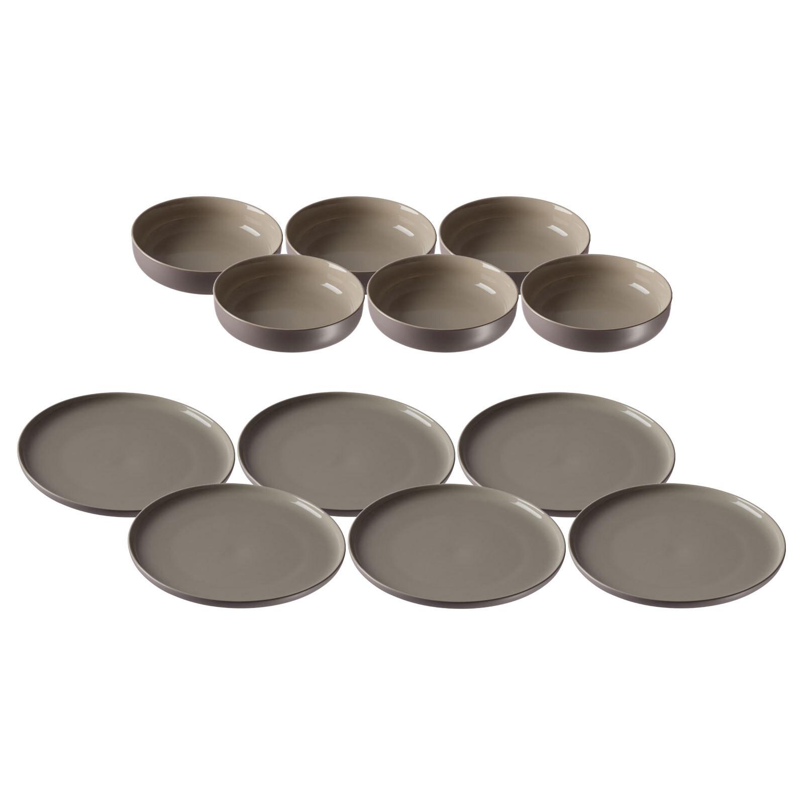 TELLER UND SCHALENSET Jasper taupe 12er Set - Taupe, Keramik (2/2/2cm) - Ritzenhoff Breker