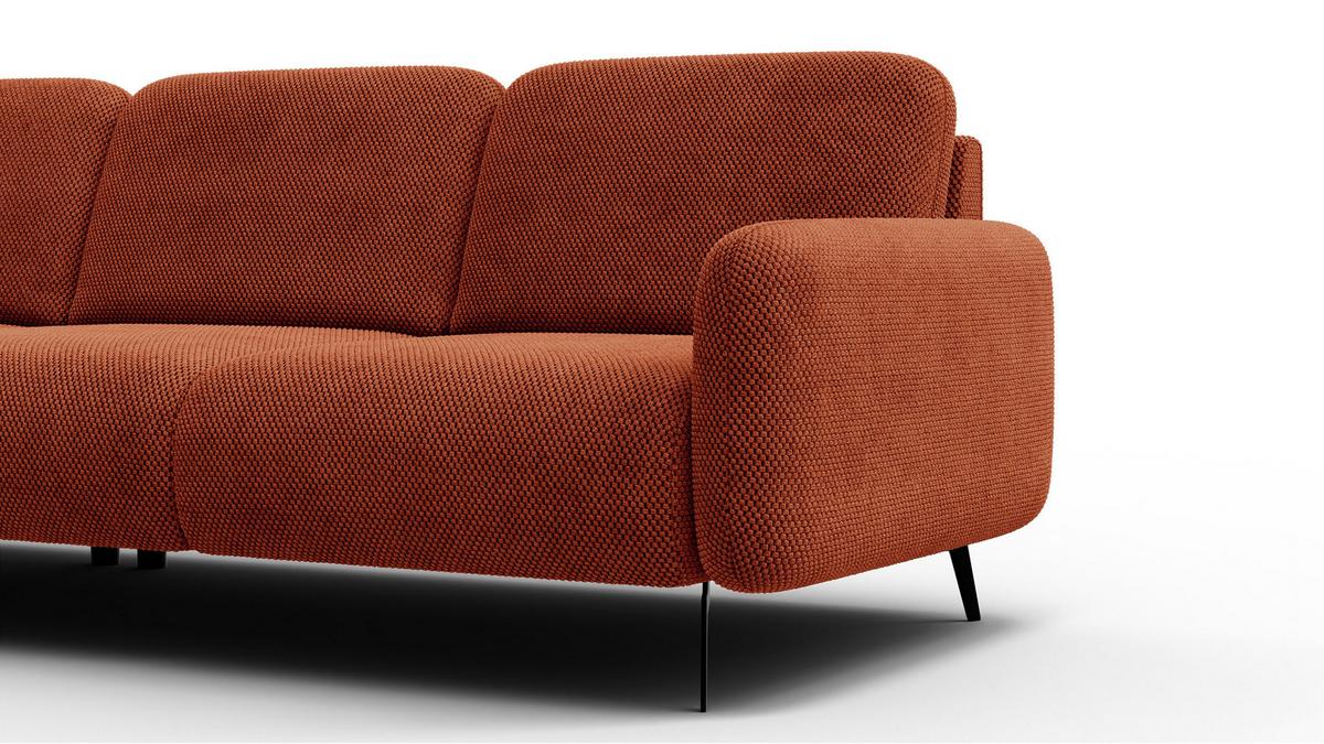 ECKSOFA FEBE 5-Sitzer links, dunkelorange - Dunkelorange/Schwarz, Holz/Textil (271/190cm) - Wozimo