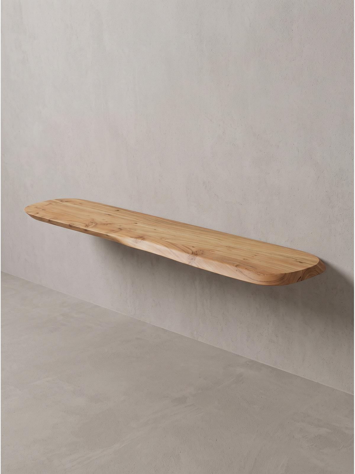 WANDREGAL ARANDA, Akazie Massivholz, handgefertigt, 120 x 20 x 3 cm - Akaziefarben, Holz (120/3/20cm) - KADIMA DESIGN