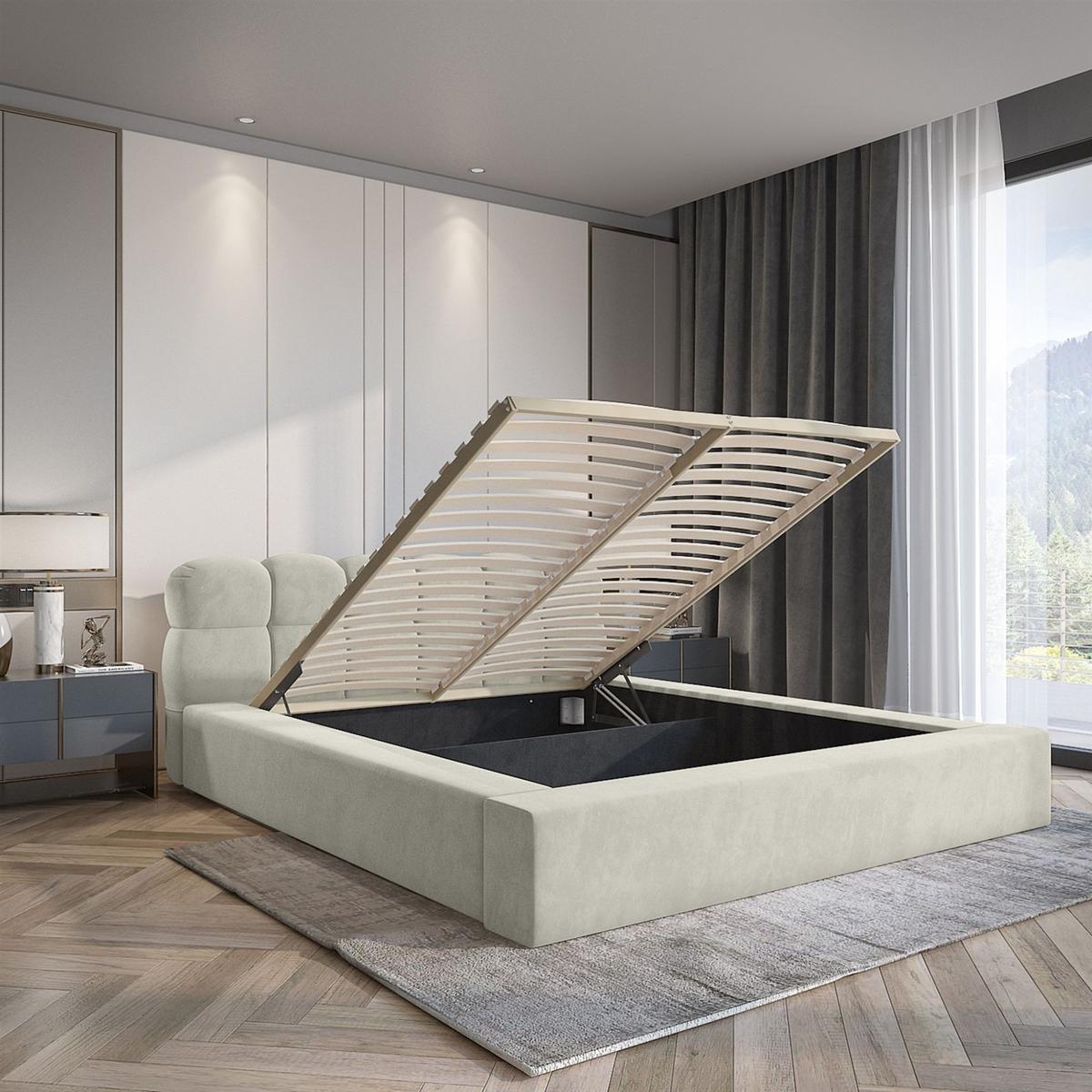 POLSTERBETT Grove In Ditra - Creme, Holzwerkstoff/Textil (180/200cm) - Fun Möbel