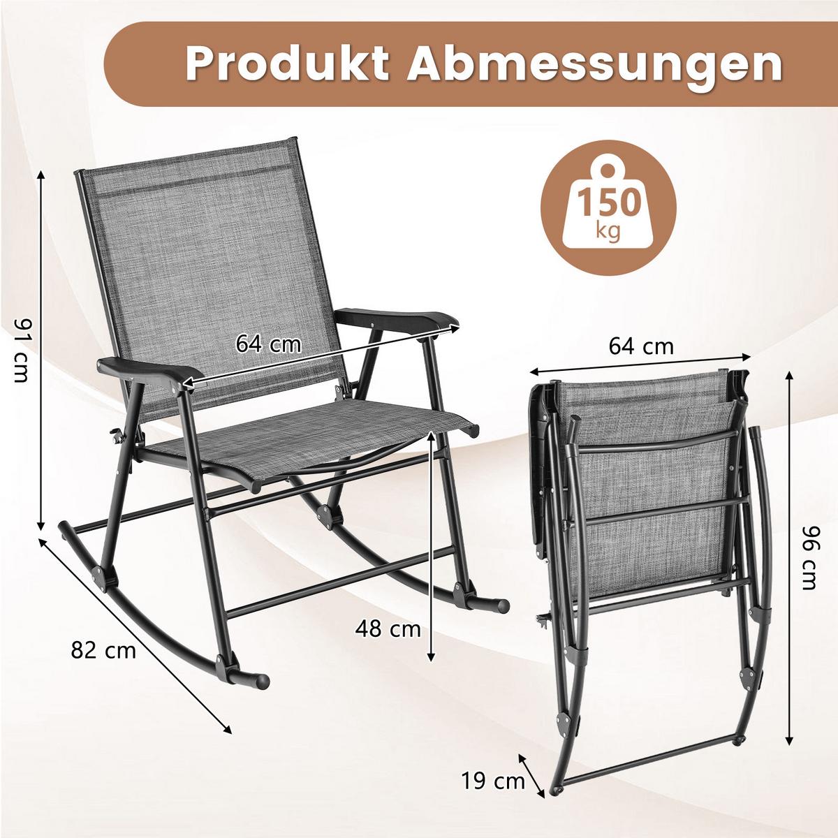 KLAPPSTÜHLE Braun (2er-Set) - Braun, Metall (82/91/64cm) - COSTWAY