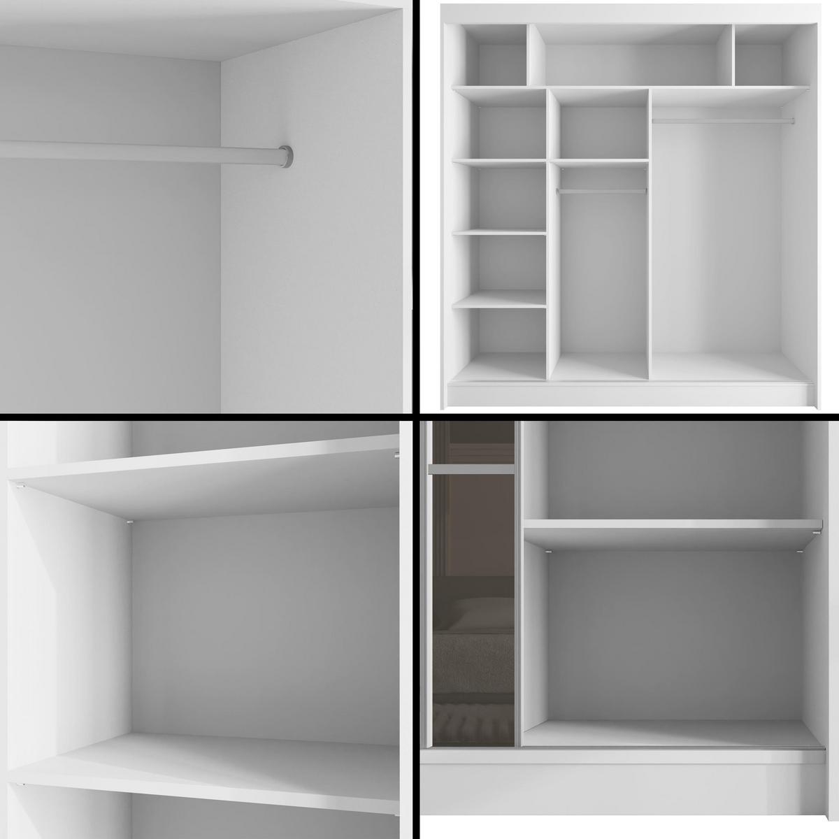 KLEIDERSCHRANK PEKA III - 200 cm - Weiß|Grau - Weiß/Grau, Holzwerkstoff (200/215/61cm) - ALTDECOR