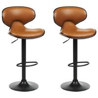 BARHOCKER 2er-Set Kunstleder goldbraun/schwarz höhenverstellbar Conway - Schwarz/Braun, Kunststoff (46/109/50cm) - Beliani