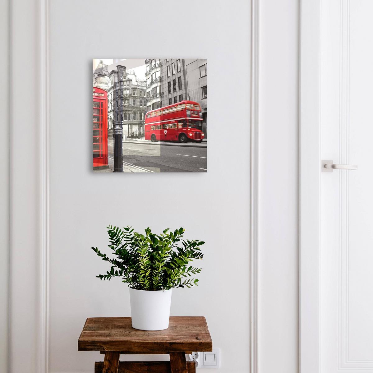 SCHLÜSSELBOX Schwarz 30x30 cm- Türöffnung nach rechts - Londoner Kontrast - Rot, Metall (30/30/5cm) - TULUP