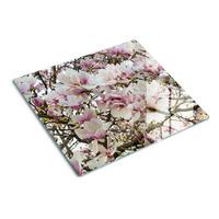 GLASPLATTE 60x52 cm Magnolienblüten - Weiß, Glas (60/0.4/52cm) - TULUP