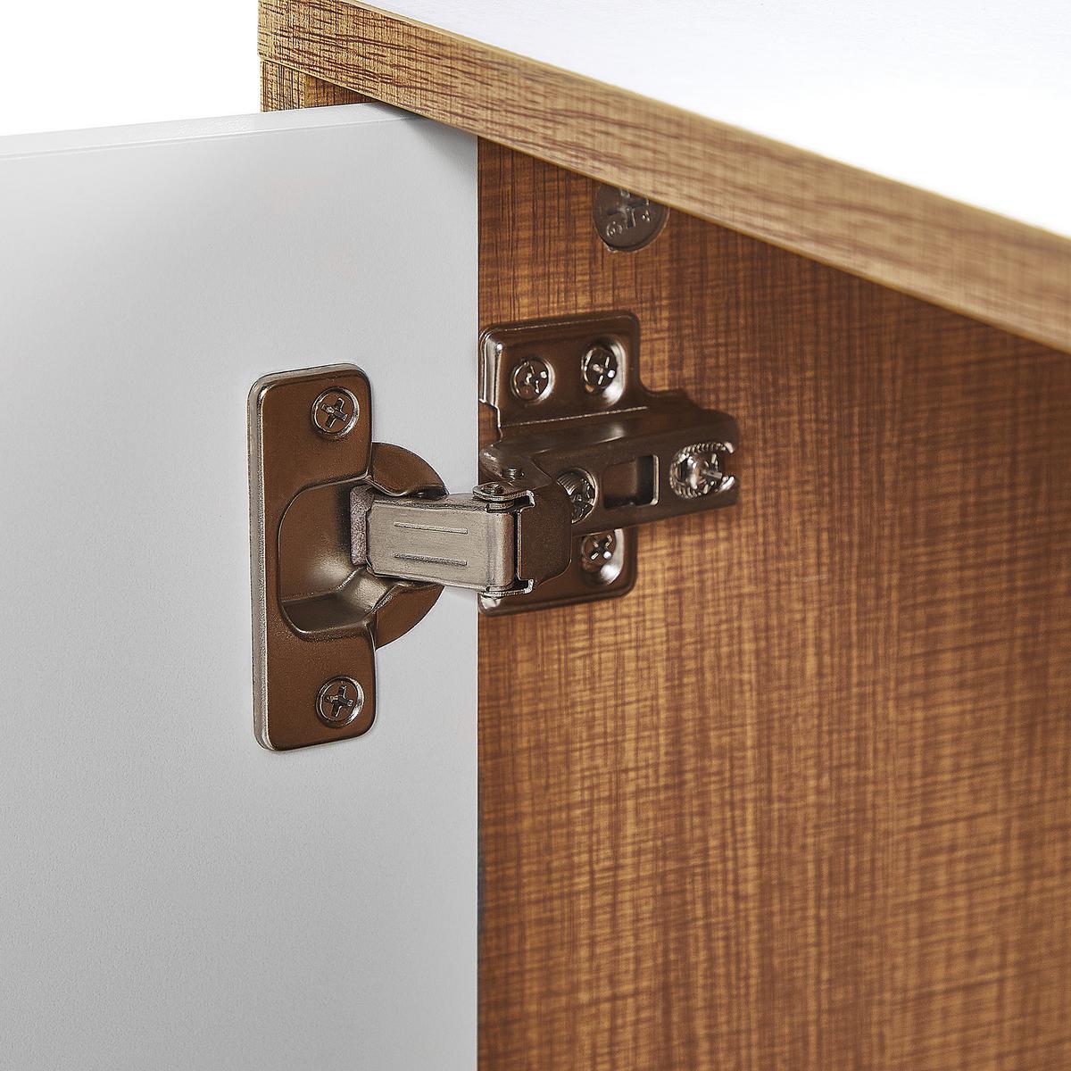 SCHRANK Hellbraun/Weiß Nueva - Weiß, Holzwerkstoff (76/100/39cm) - Beliani