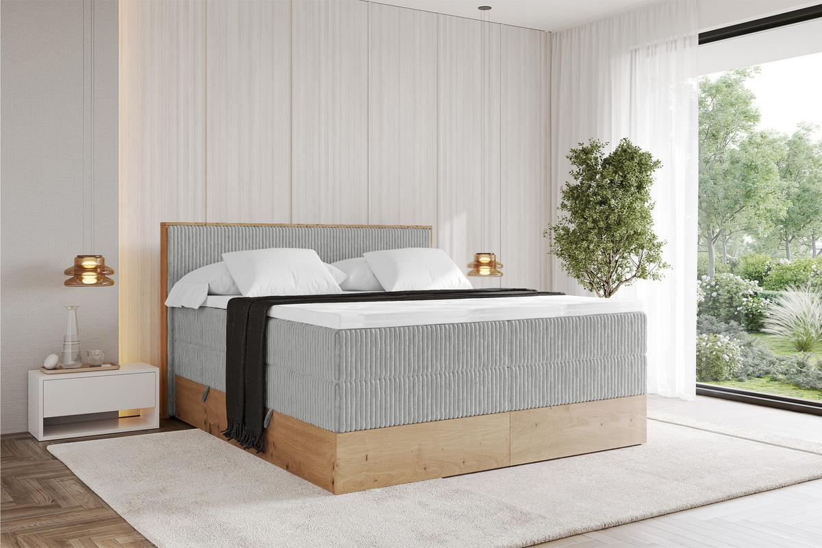 BOXSPRINGBETT LOLLI9 -KING 120x200 - H3/H4 Grau - Grau, Holzwerkstoff (120/200cm) - ALTDECOR