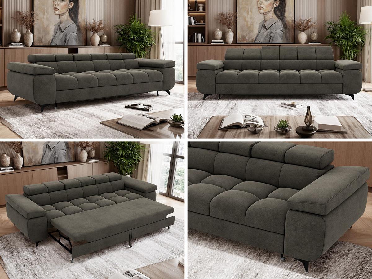 3-SITZER SOFA NIDELLO - Dunkelgrau Velvet - Dunkelgrau/Schwarz, Textil/Metall (260/70/97cm) - MKS