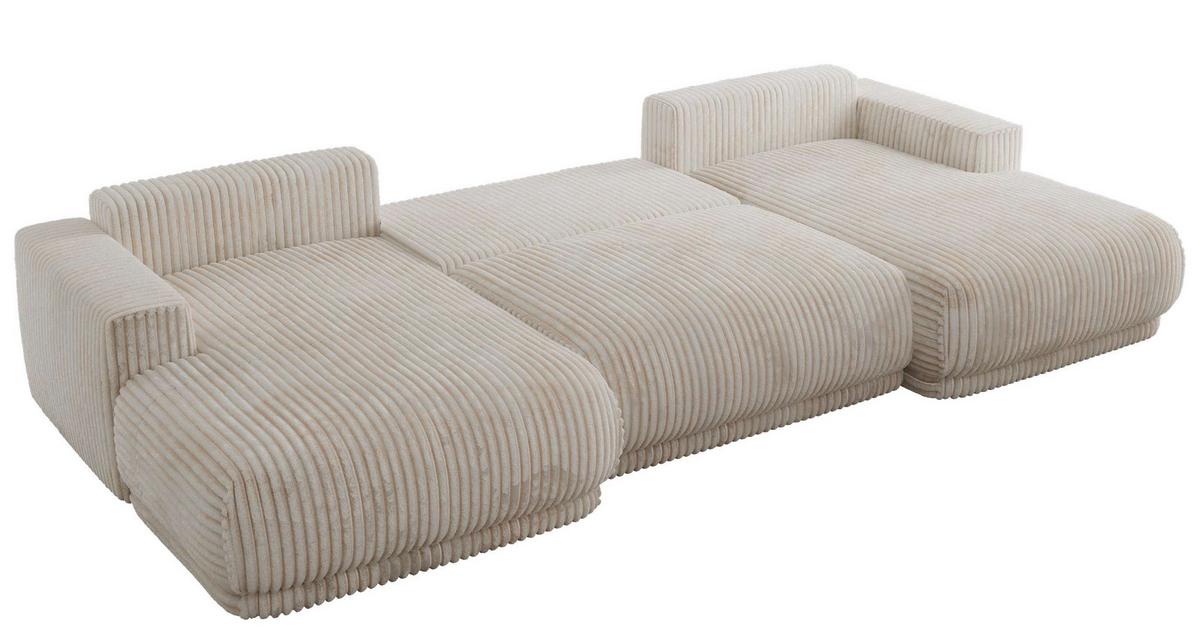 WOHNLANDSCHAFT RINA U Beige Cord - Beige/Schwarz, Kunststoff/Textil (360/85/170cm) - MKS