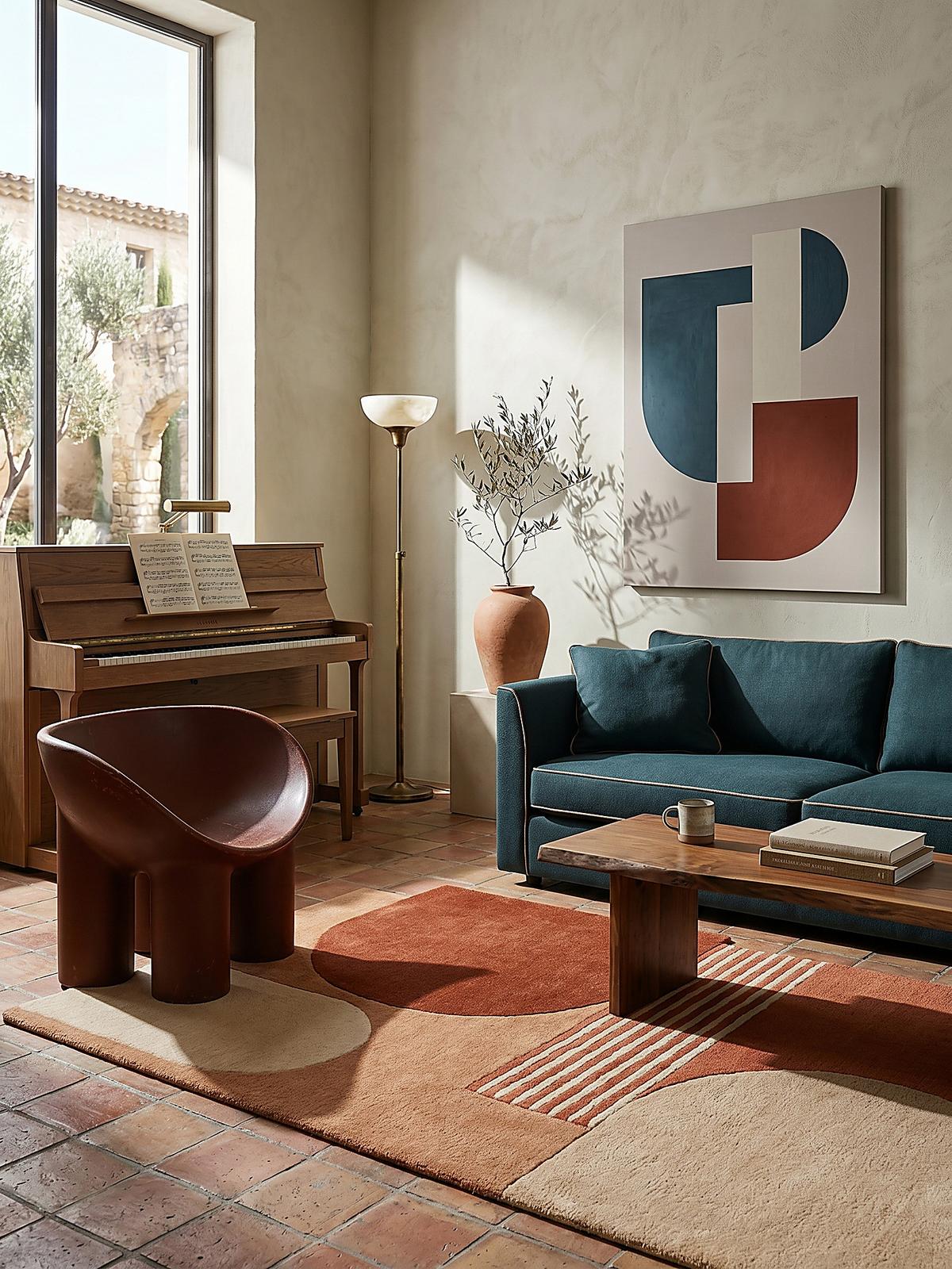 WOLLTEPPICH HALLEIN, abstrakt, aus Wolle, Terrakotta, 120 x 180 cm - Orange, Textil (180/120cm) - KADIMA DESIGN