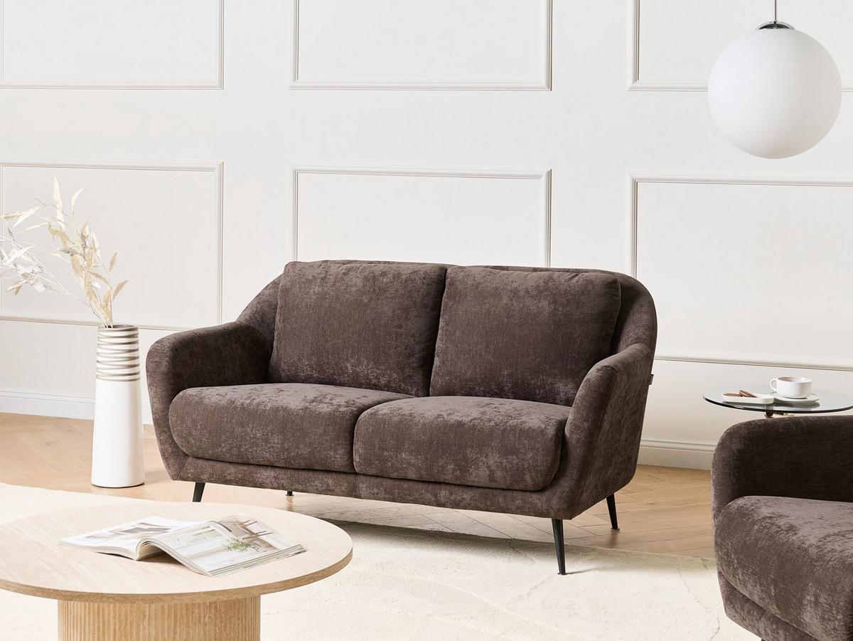 2-SITZER-SOFA Chenillegewebe Dunkelbraun Eiby - Dunkelbraun, Textil (130/80/90cm) - Beliani