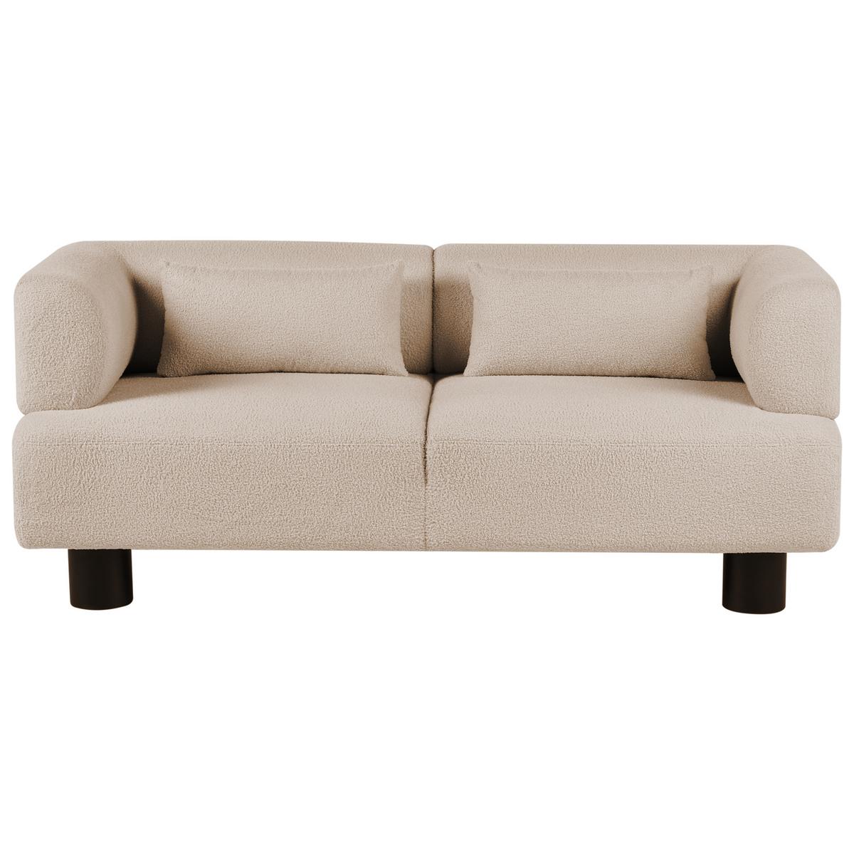 2-SITZER-SOFA Bouclé Beige Movik - Dunkelbraun, Textil (183/74/90cm) - Beliani