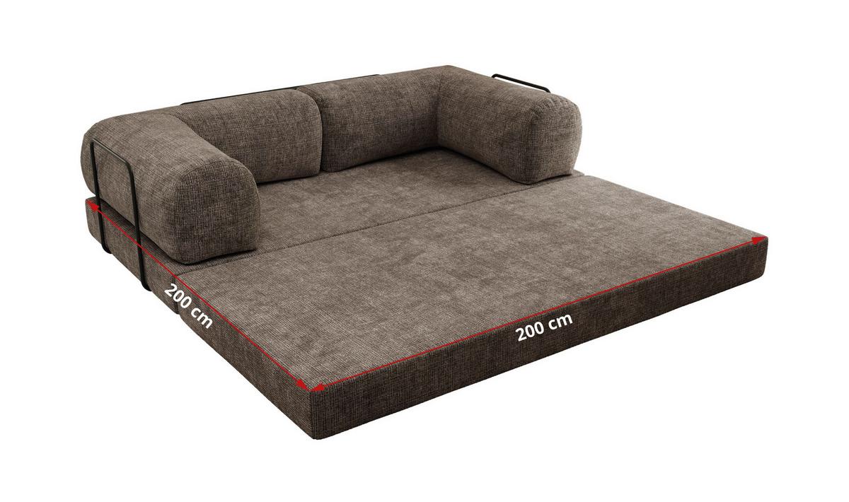 3-SITZER SOFA ORSETTO - Braun Schenille grob gewebt - Schwarz/Braun, Textil/Metall (200/70/100cm) - MKS