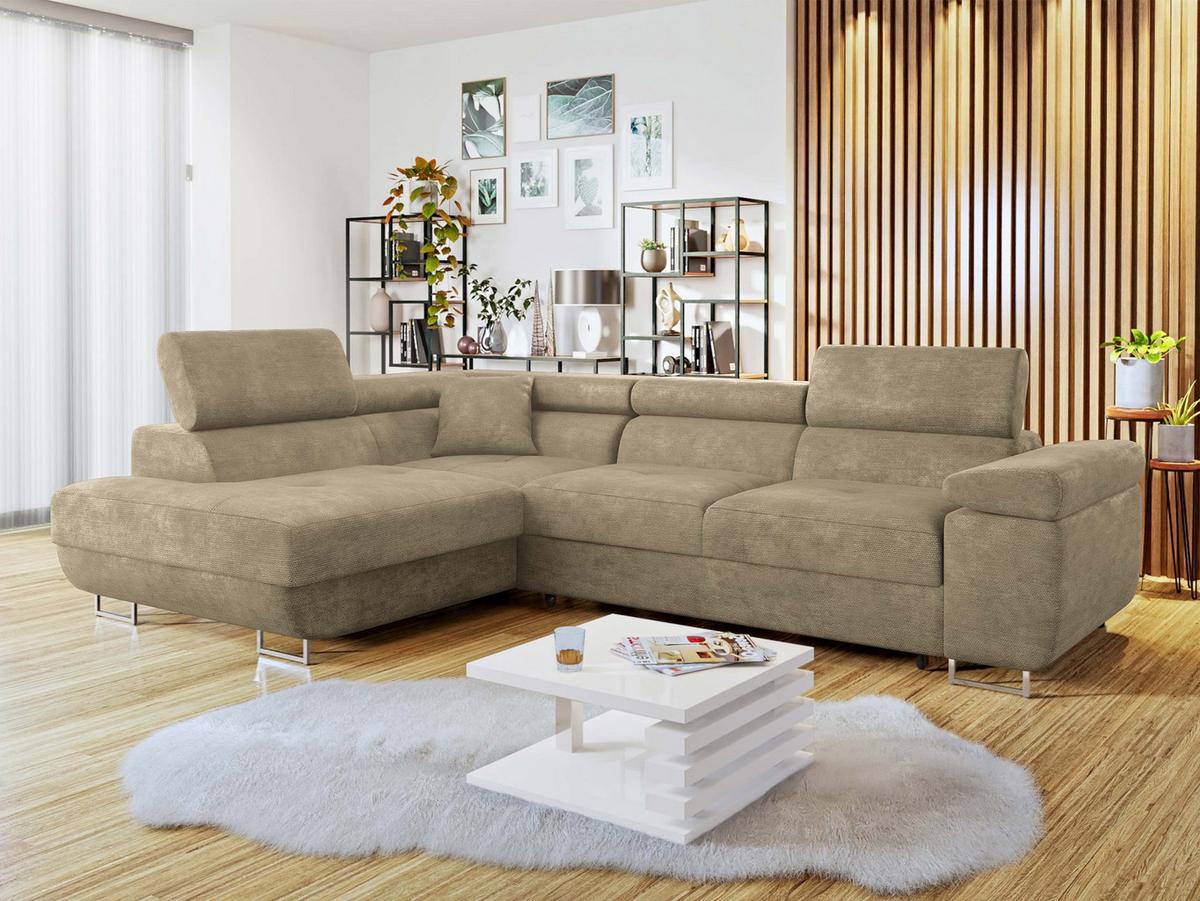 ECKSOFA Torezio, Seite: Links - Sandfarben, Holz/Textil (274/203cm) - MIRJAN24