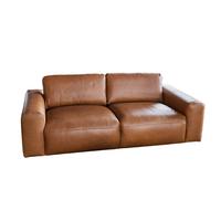SOFA BODHI Braun Leder - Hellbraun/Schwarz, Leder/Kunststoff (242/80/110cm) - KAWOLA
