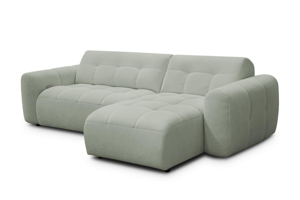 ECKSOFA LUMERO 4-Sitzer RECHTS, hellgrün - Schwarz/Hellgrün, Holz/Textil (275/166cm) - Courtois Laville