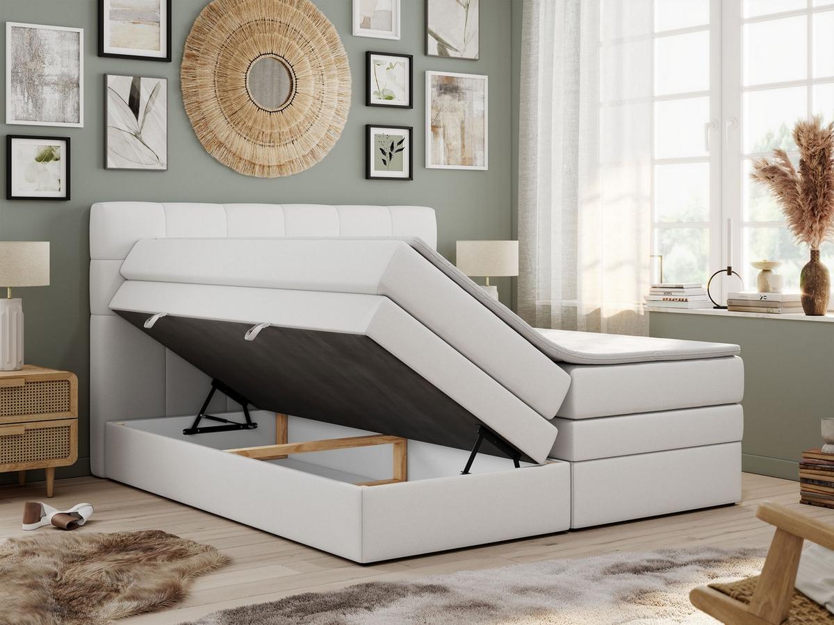 BOXSPRINGBETT LUKA KING 180/200 Weiß Kunstleder - H3 - Weiß, Holz/Textil (180/200cm) - MKS