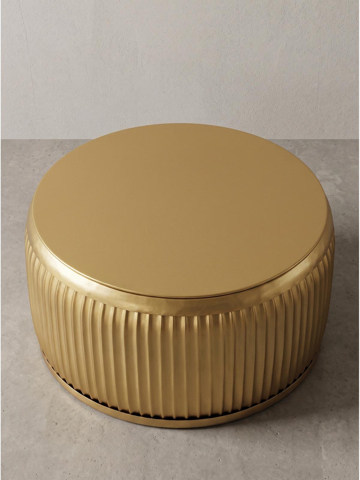COUCHTISCH LAITA, Eisen, mit Stauraum, Gold, Ø 60 x 32 cm - Goldfarben, Metall (60/60/32cm) - KADIMA DESIGN