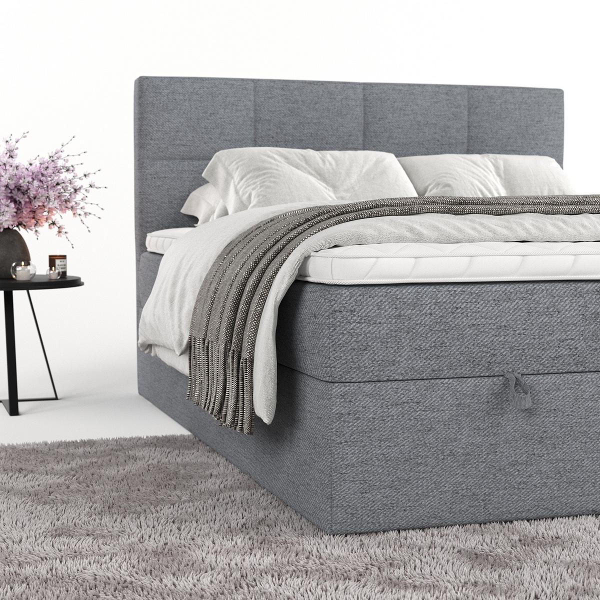 BOXBETT Velto 140/200 cm Grau im Neve Stoff - Schwarz/Grau, Holz/Holzwerkstoff (140/200cm) - AltaBeds