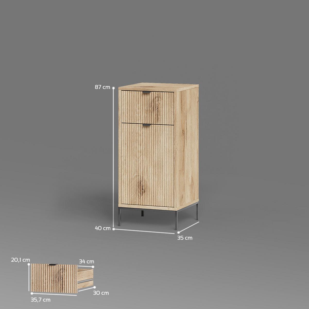 MIDISCHRANK ATERNO Viking Oak 40 x 87 cm mit Tür und Schublade - Eichefarben, Holzwerkstoff (40/87/35cm) - Livinity®