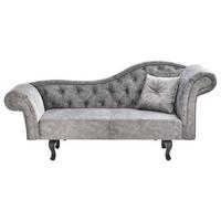 CHAISELONGUE-RECHTSSEITIGE Samtstoff Grau mit Kissen Lattes Ii - Dunkelgrau/Braun, Textil (192/81/59cm) - Beliani
