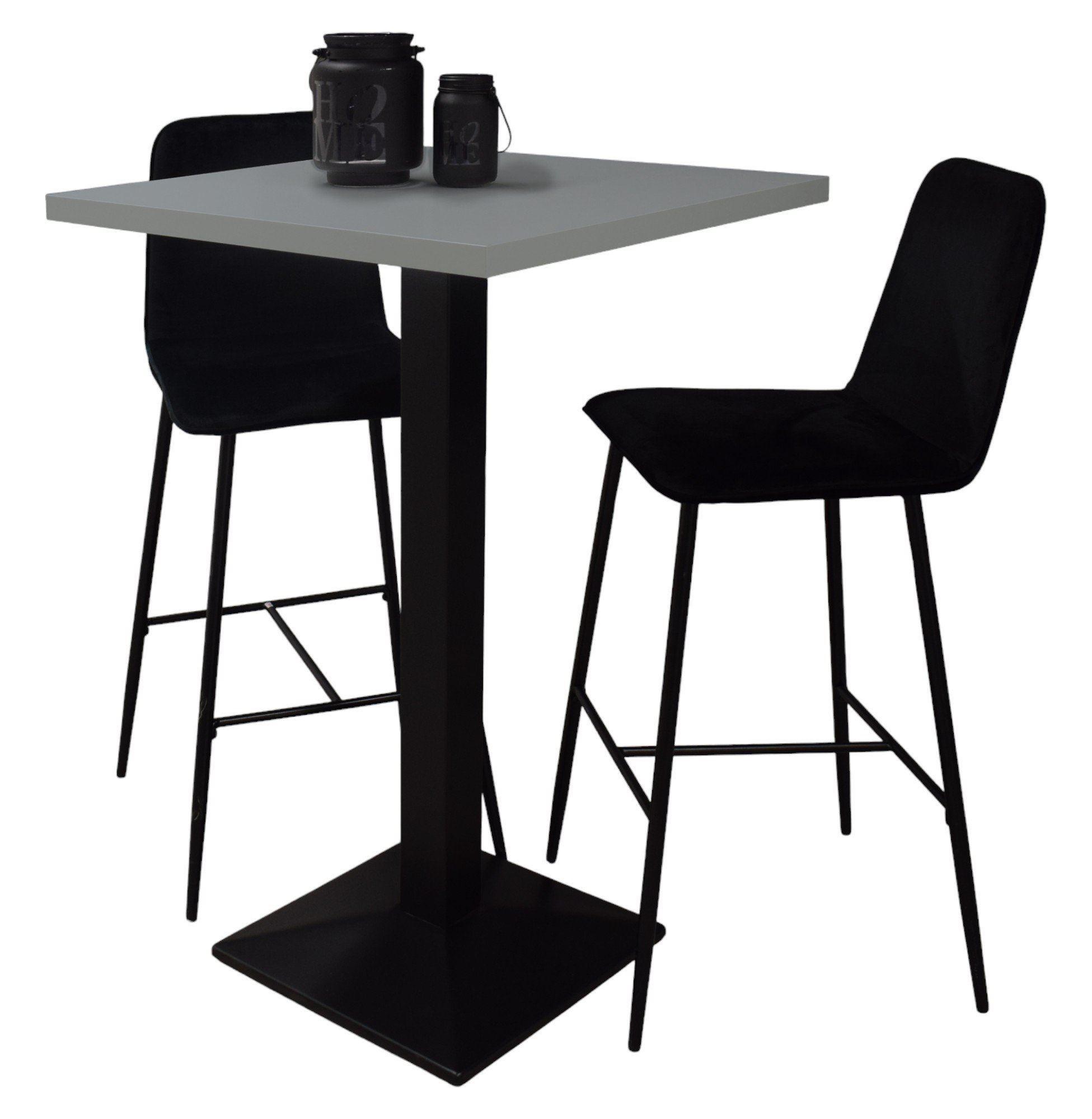 TRESENTISCH Elene 70x70x106 schwarz matt/aqua matt lack - Blau, Metall (70/70/106cm) - 58aufmkessel
